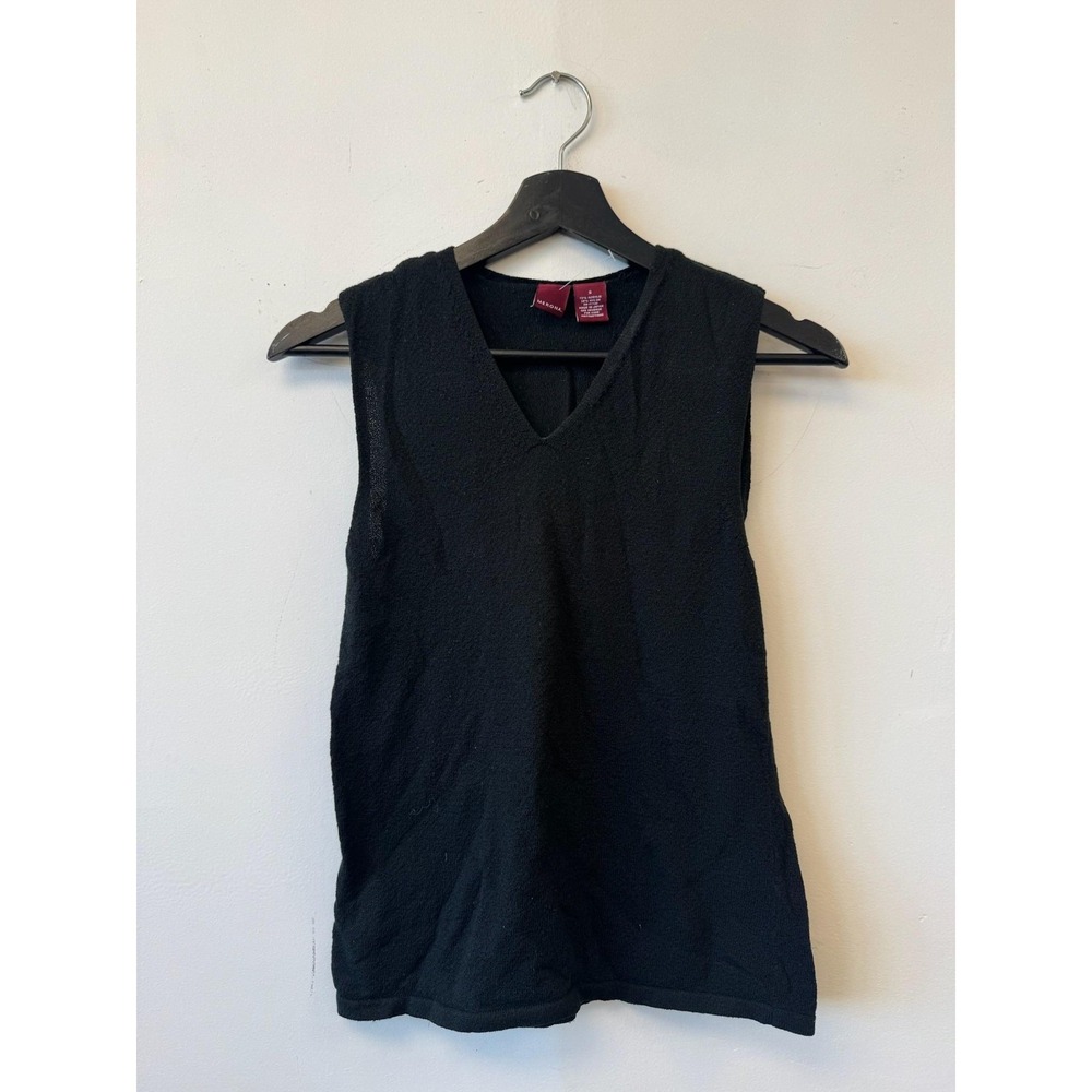 Vintage Merona Sleeveless‎ Top Womens Small Black V Neck Sleeveless Knit Y2K